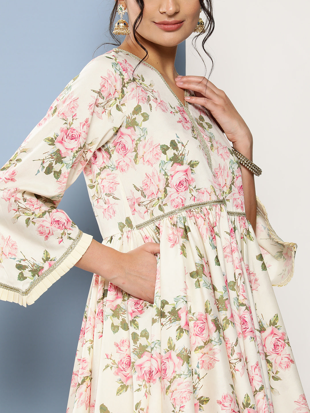 Beige & Pink Floral Print Co-Ords