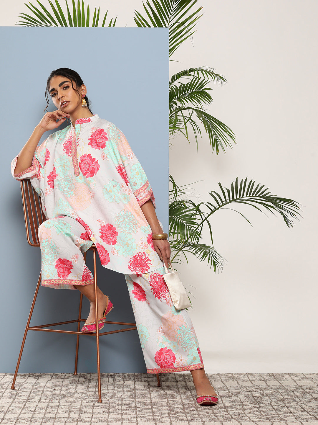 Sea Green & Pink Floral Print Co-Ords