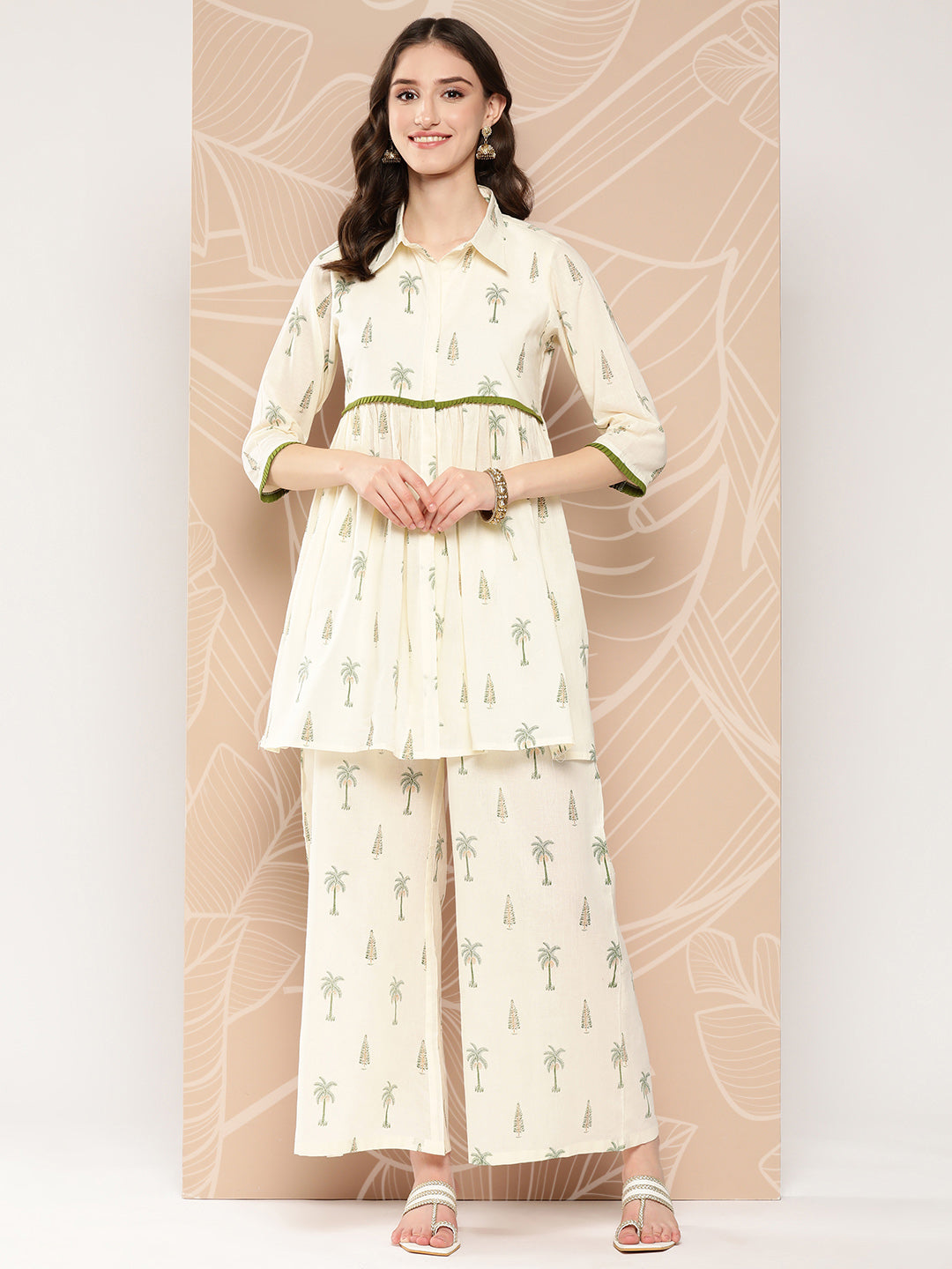 Ahalyaa Printed Cotton Tunic with Palazzos