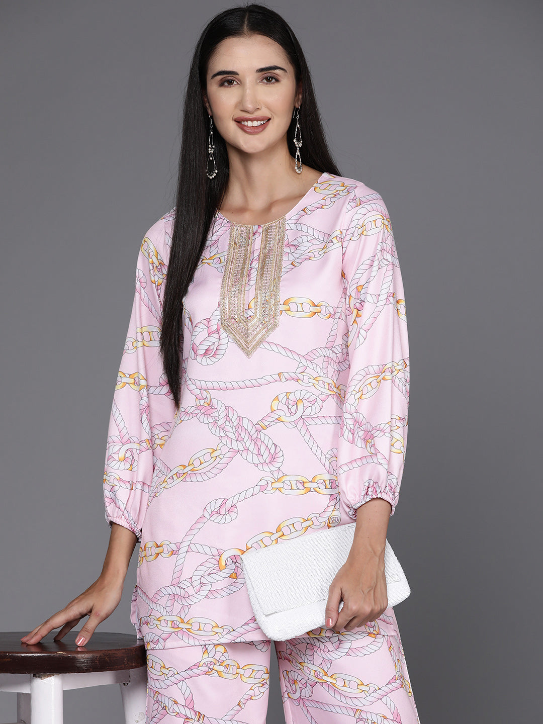 Ahalyaa Printed Ethnic Tunic with Palazzos