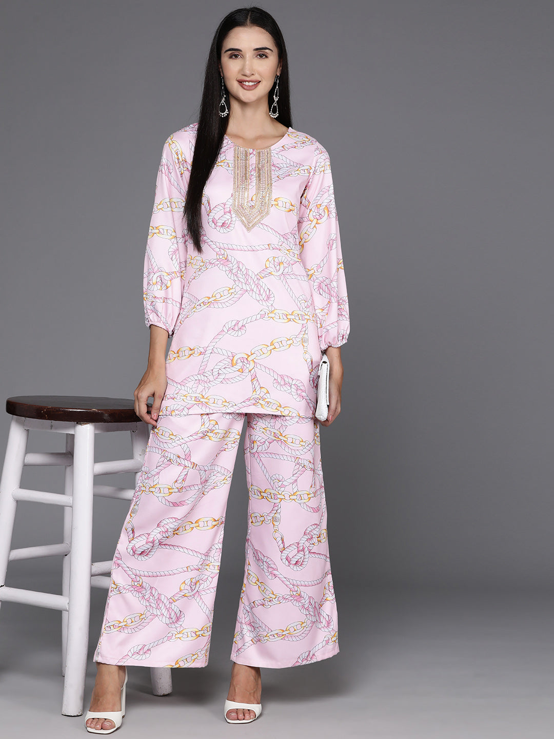 Ahalyaa Printed Ethnic Tunic with Palazzos