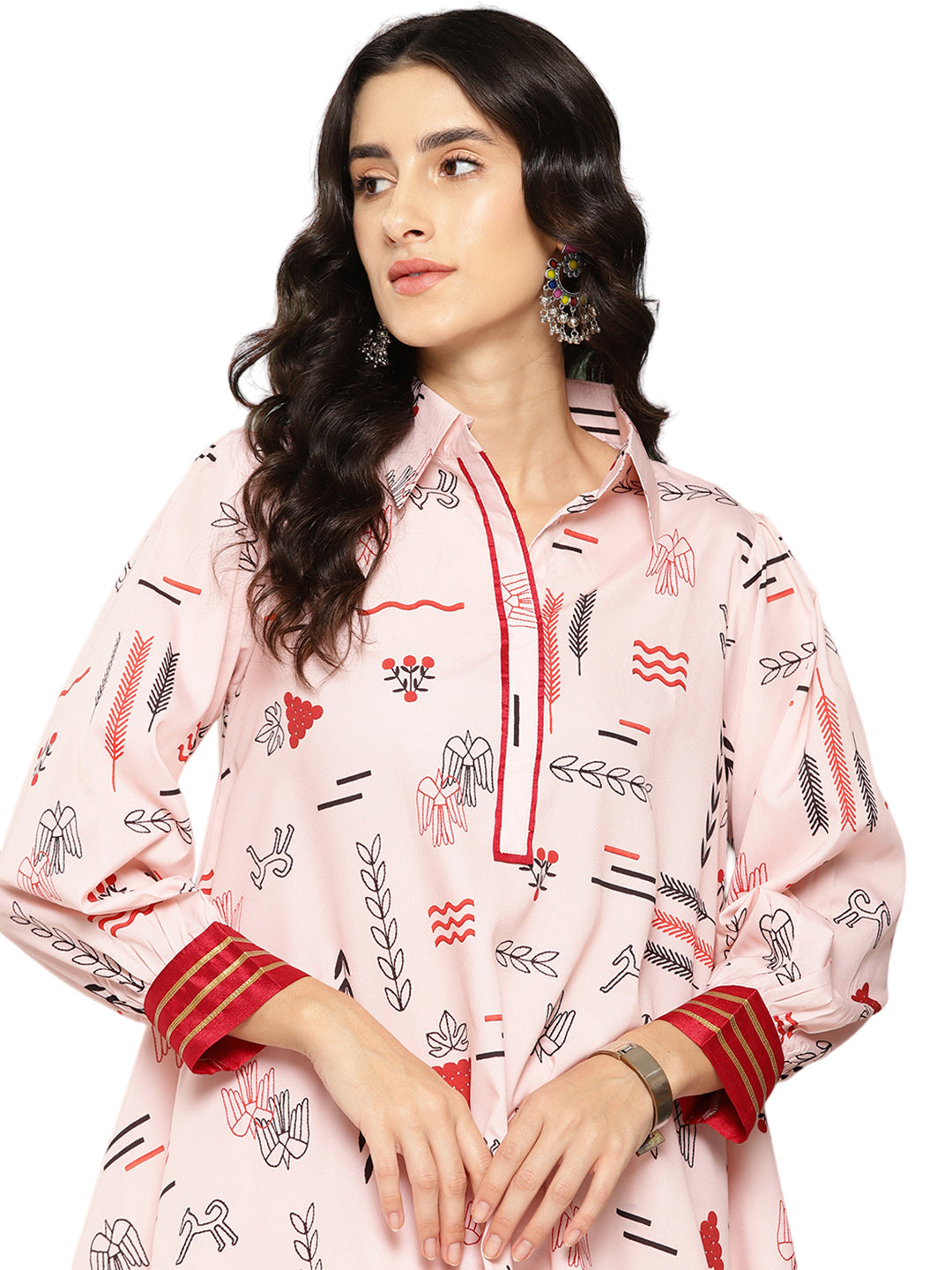 Ahalyaa Women Printed Ethnic Tunic with Palazzos