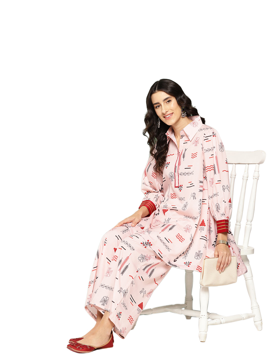 Ahalyaa Women Printed Ethnic Tunic with Palazzos