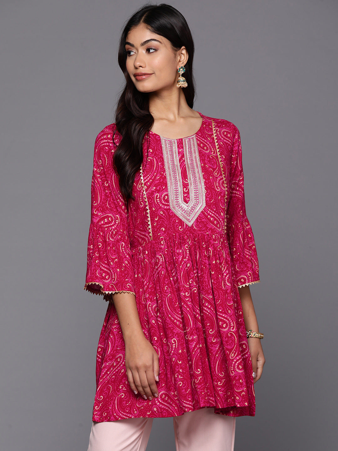 Ahalyaa Pink Printed Ethnic Tunic