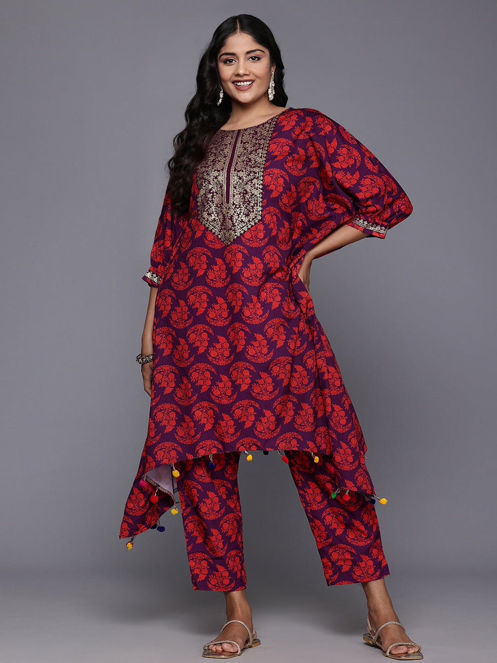 Women Floral Printed Regular Kurta with Trousers-AH