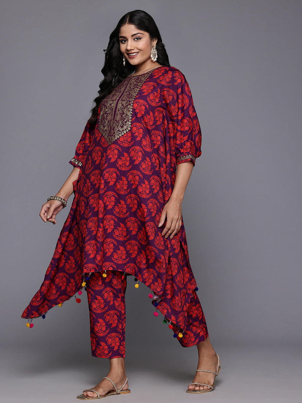 Women Floral Printed Regular Kurta with Trousers-AH