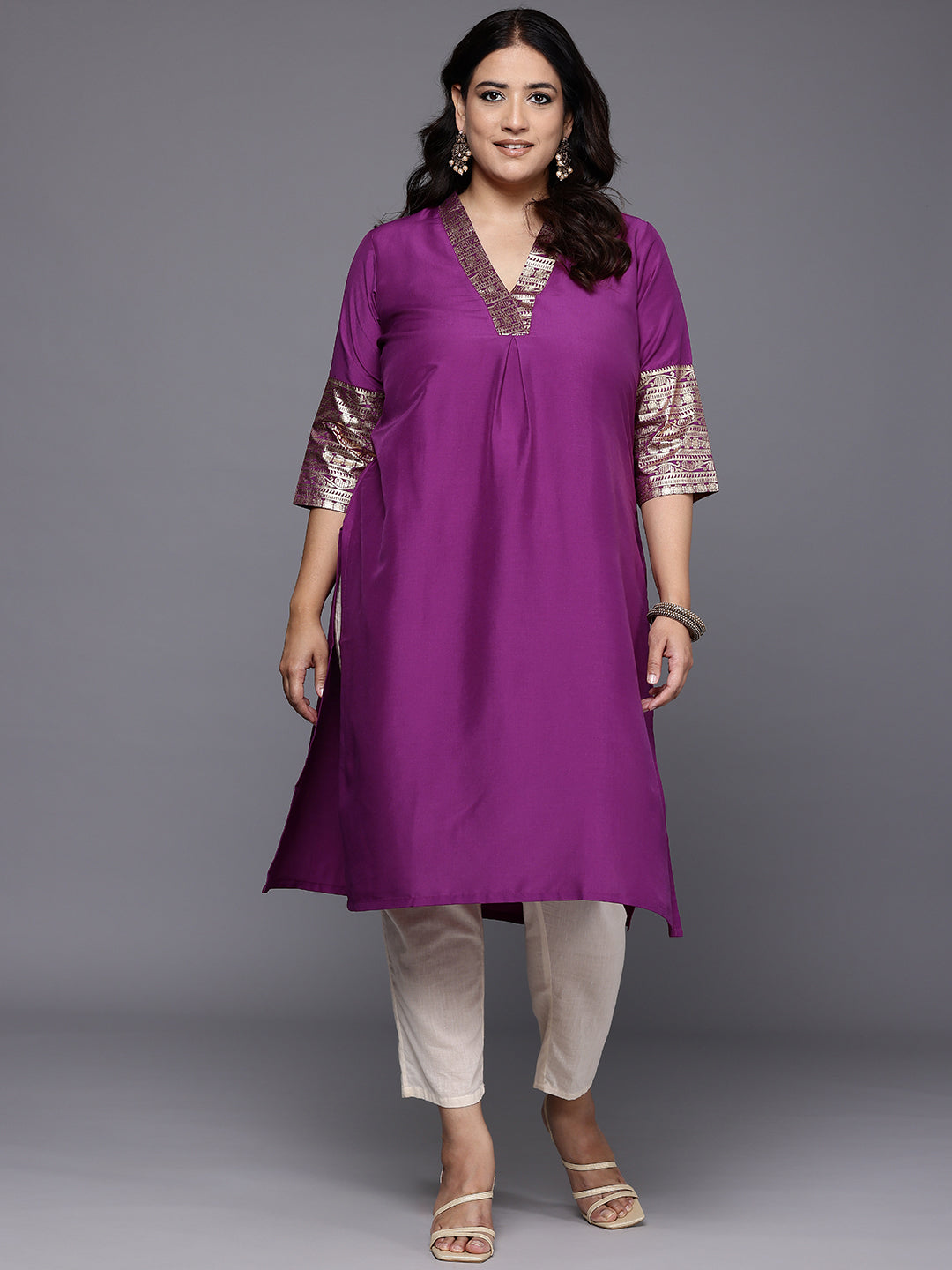 Plus Size Ethnic Motifs Printed Kurta