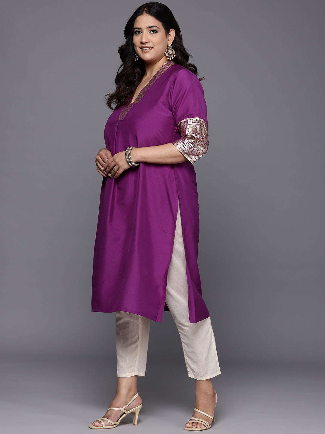 Plus Size Ethnic Motifs Printed Kurta