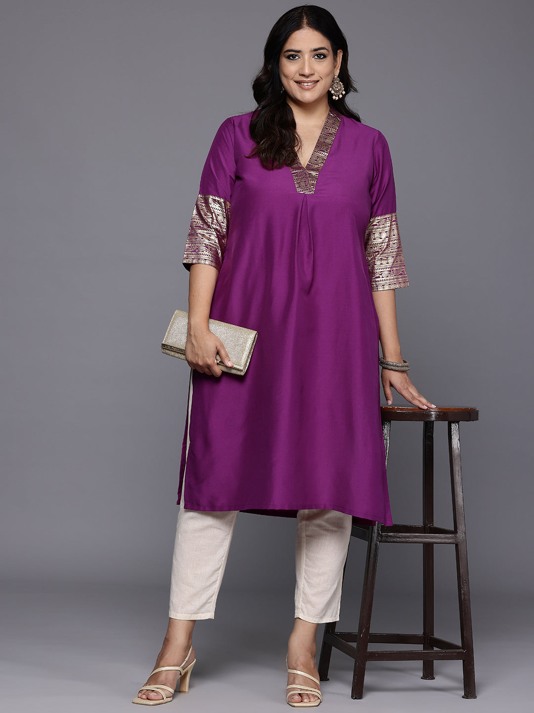 Plus Size Ethnic Motifs Printed Kurta