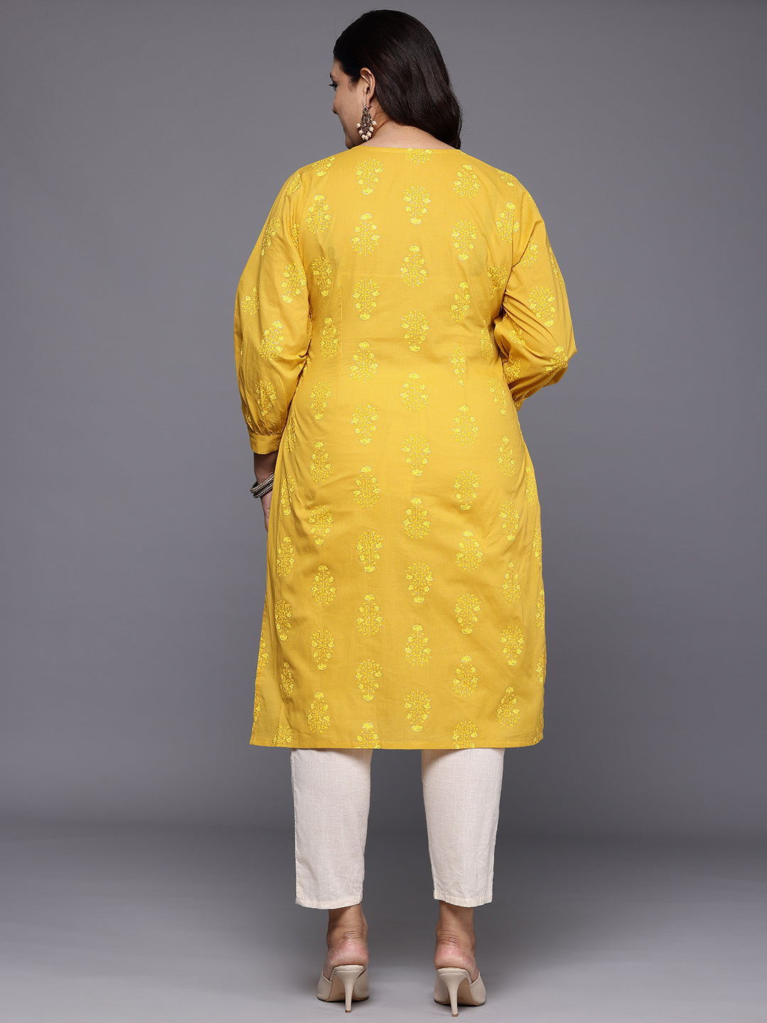 Plus Size Floral Printed Pure Cotton Kurta