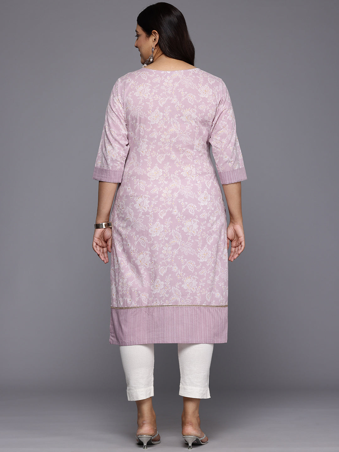 Plus Size Floral Printed Pure Cotton Kurta