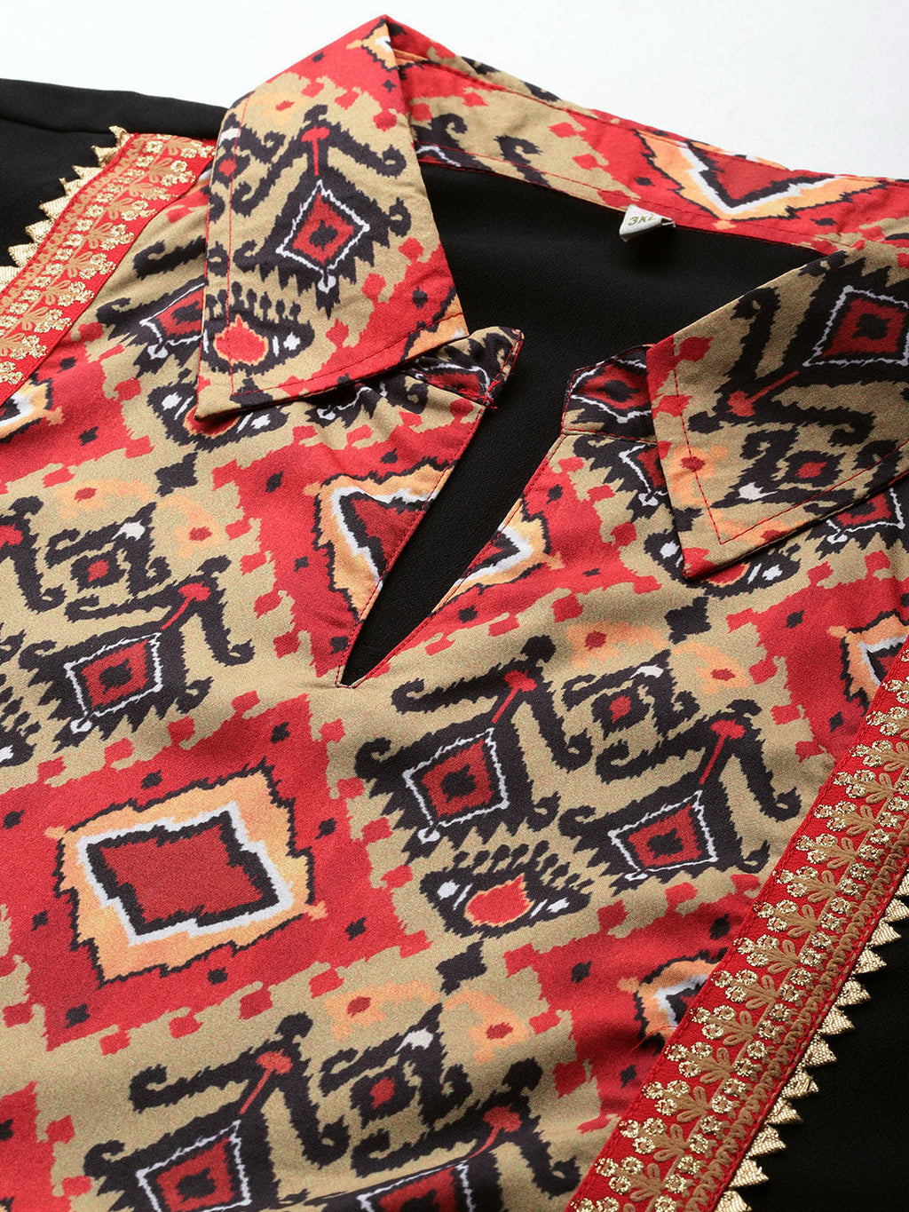 Plus Size Printed Gotta Patti Crepe Kurta-AH