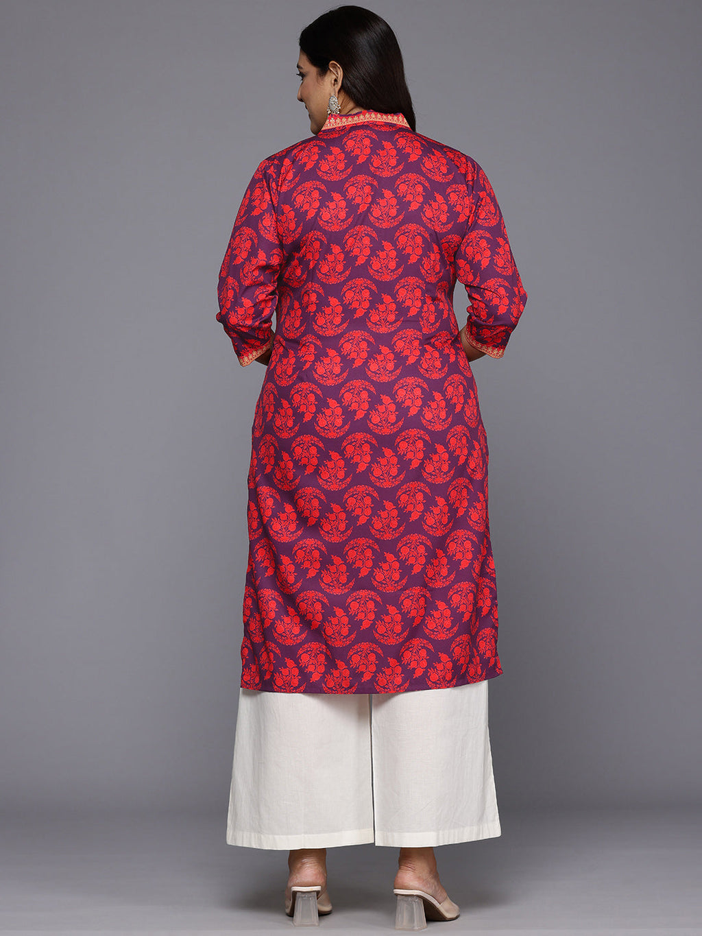 Plus Size Floral Printed Floral Crepe Kurta-AH