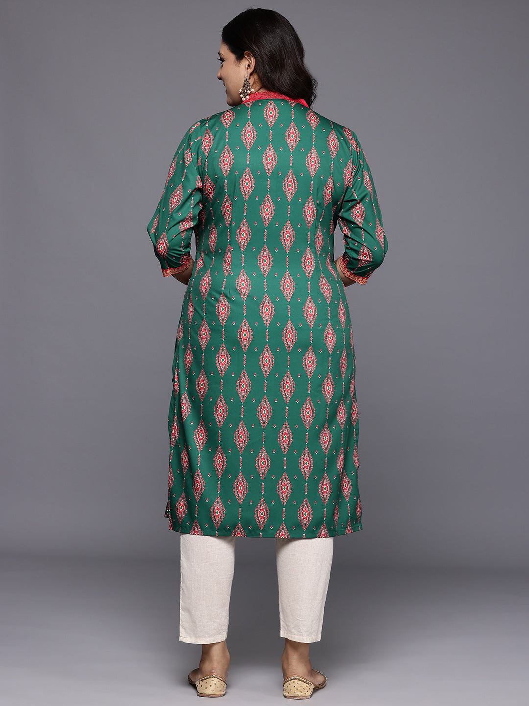 Plus Size Ethnic Motifs Printed Crepe Kurta