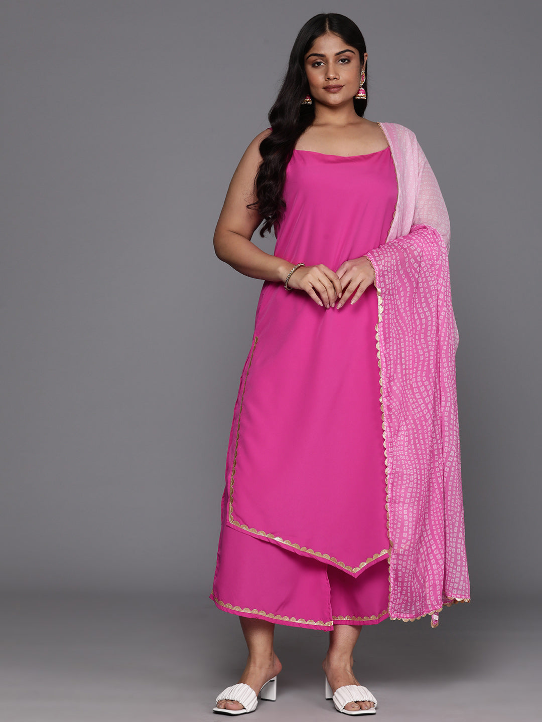 Plus Size Gotta Patti Kurta with Palazzos & Dupatta