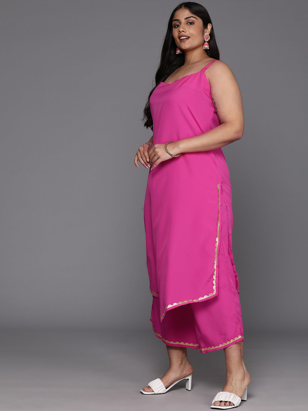 Plus Size Gotta Patti Kurta with Palazzos & Dupatta