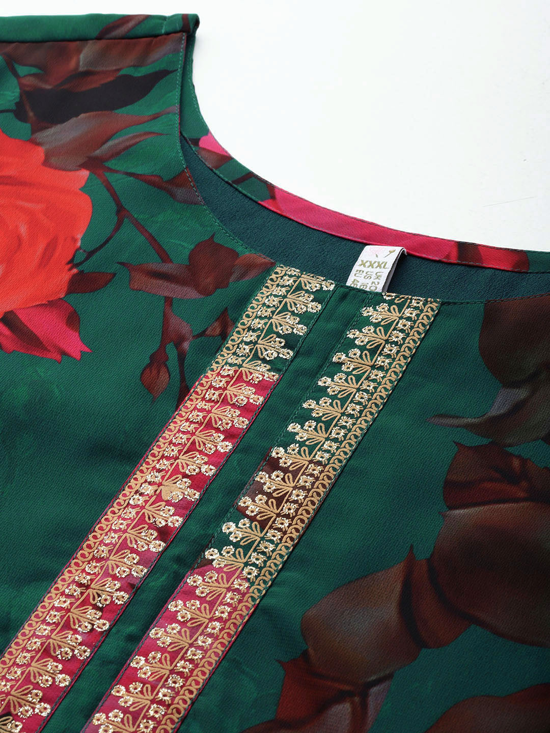 Plus Size Floral Printed Sequinned Georgette Kurta-AH