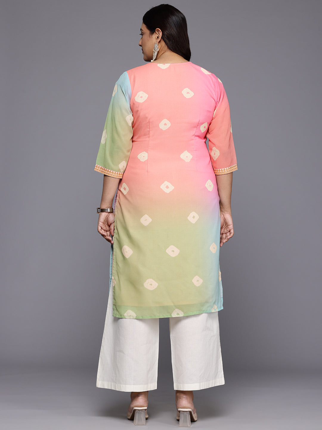 Plus Size Bandhani Printed Georgette Kurta