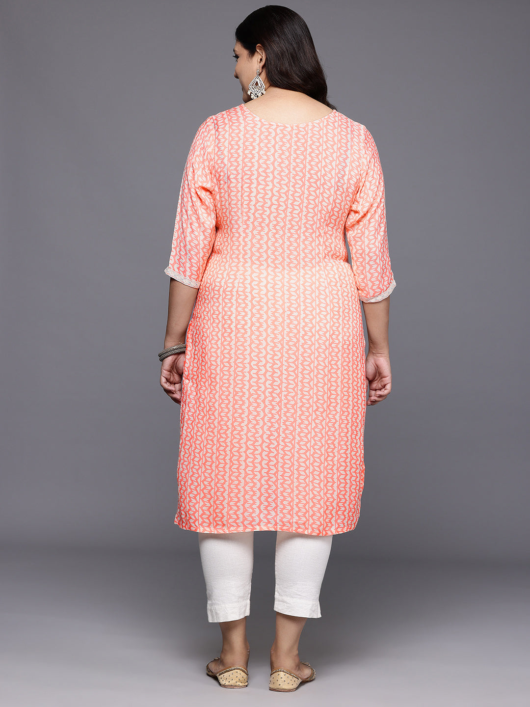 Plus Size Printed Panelled Kurta