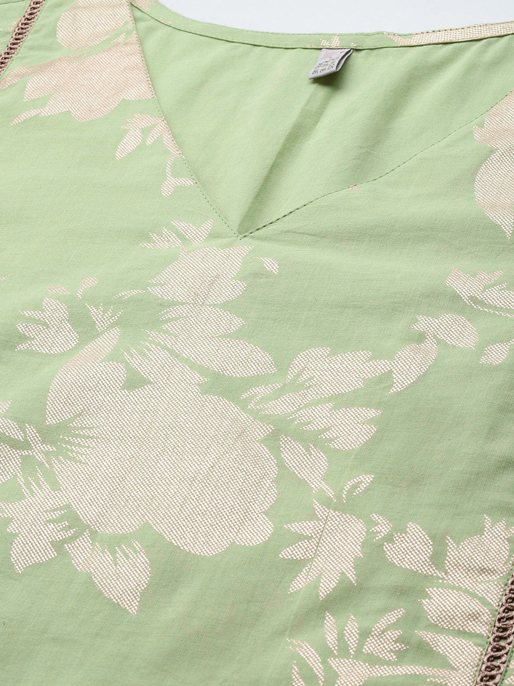 A PLUS BY AHALYAA Plus Size Floral Printed Panelled Pure Cotton Kurta Set & Dupatta-AH