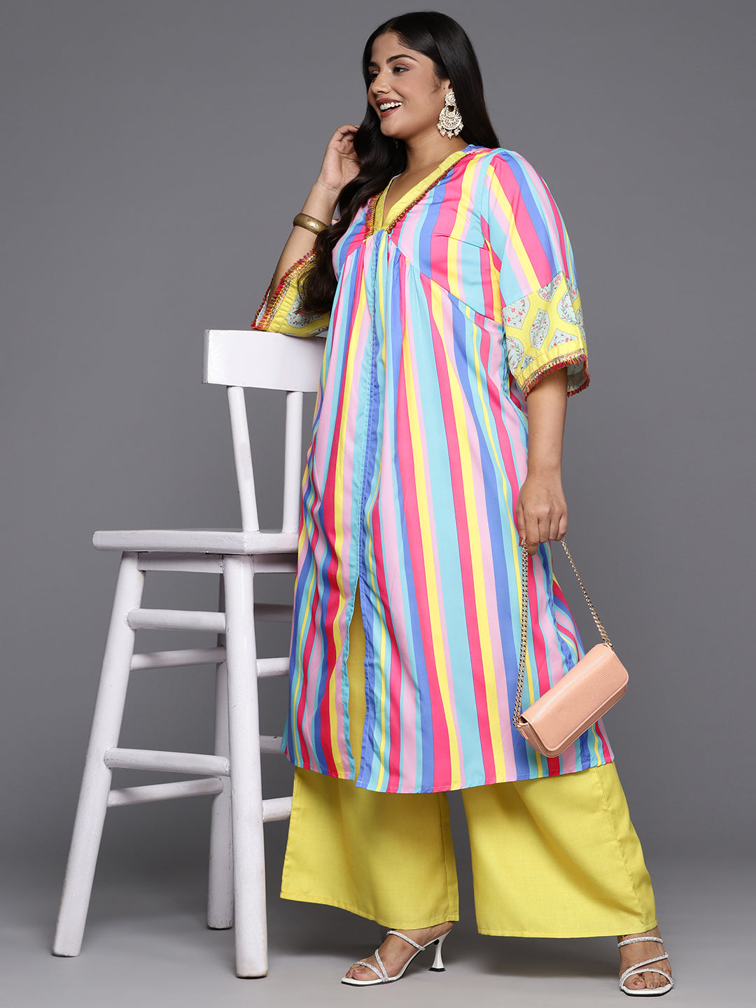 Women Striped Regular Kurta with Palazzos