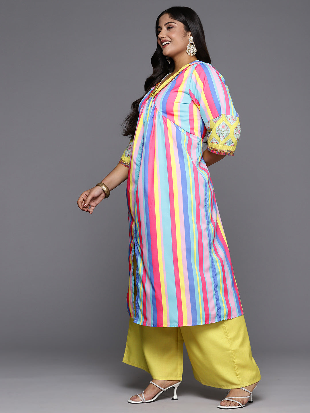 Women Striped Regular Kurta with Palazzos