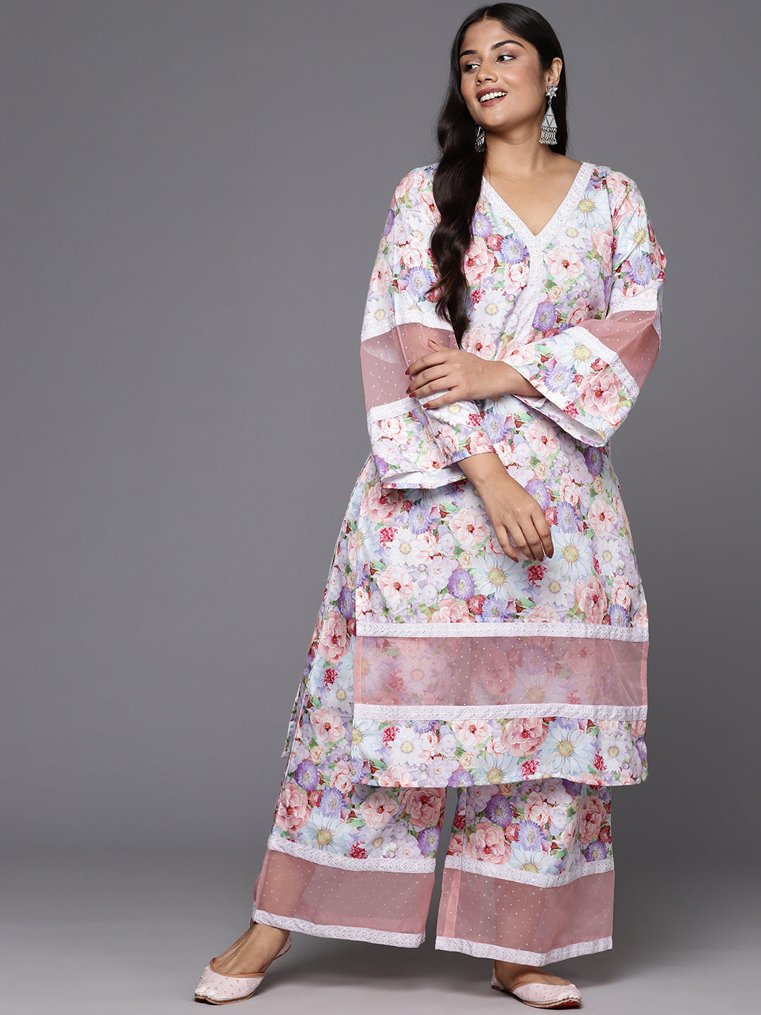 Women Floral Printed Regular Kurta with Palazzos