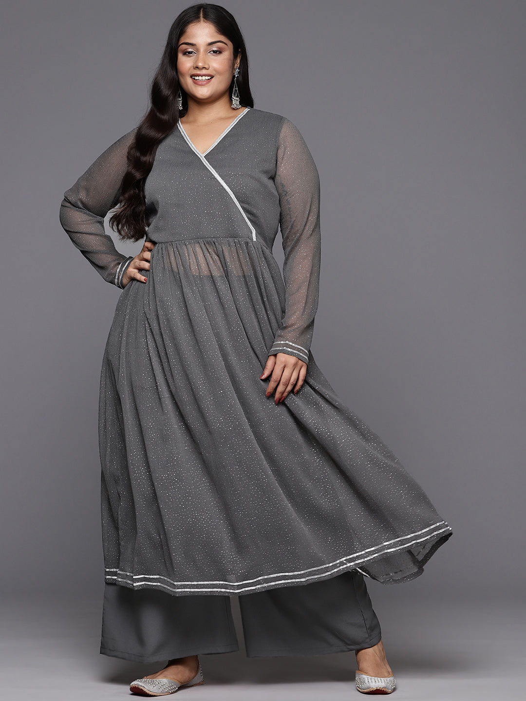 Women Printed Angrakha Kurta with Palazzos