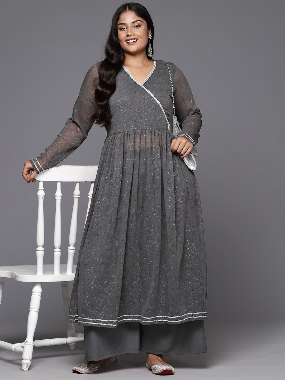 Women Printed Angrakha Kurta with Palazzos