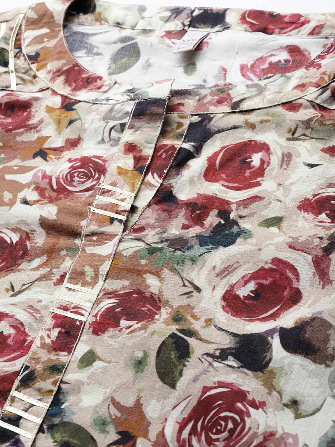 A PLUS BY AHALYAA Plus Size Floral Printed Mandarin Collar Tunic-AH