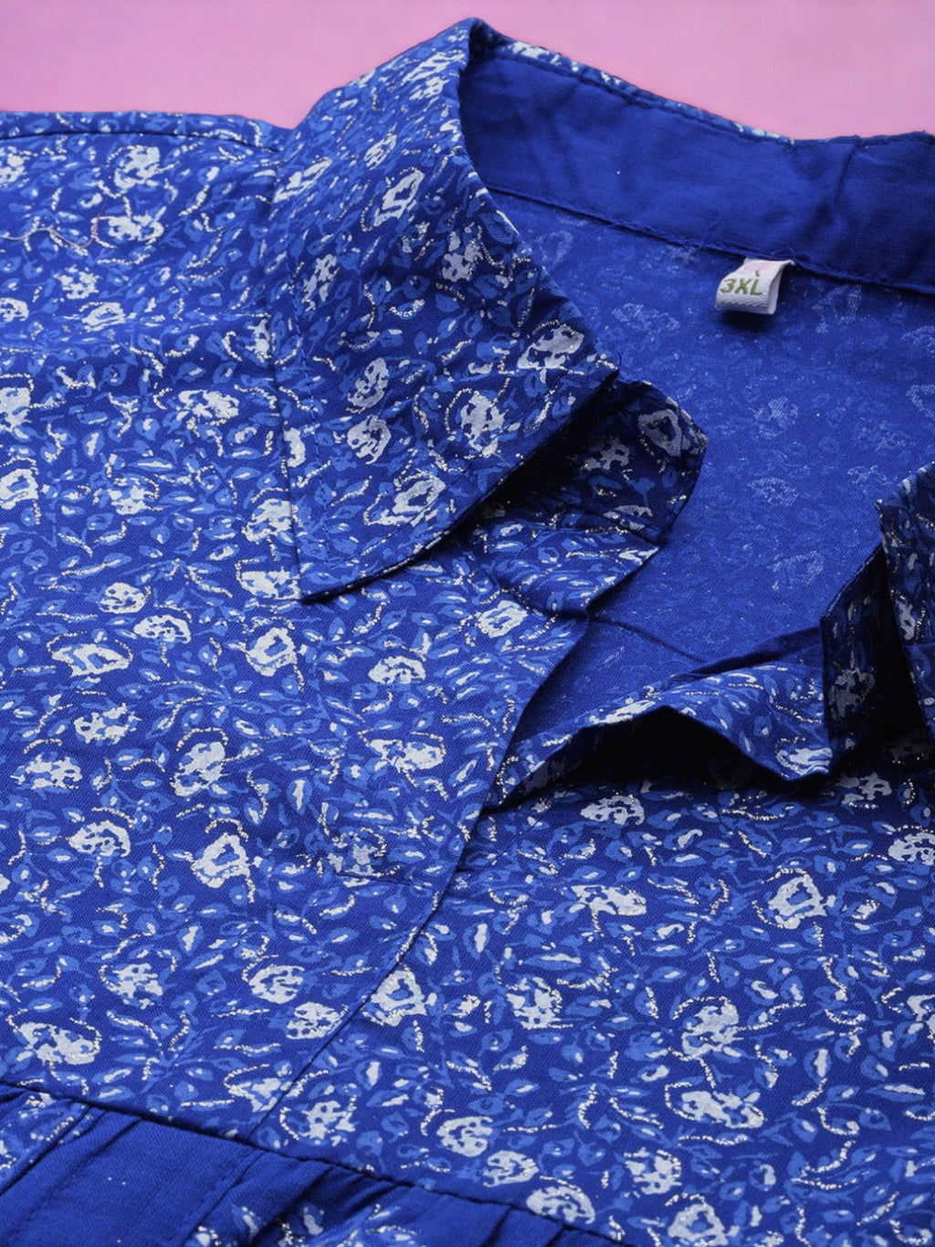 Women Blue Plus Size Pure Cotton Tunic-AH