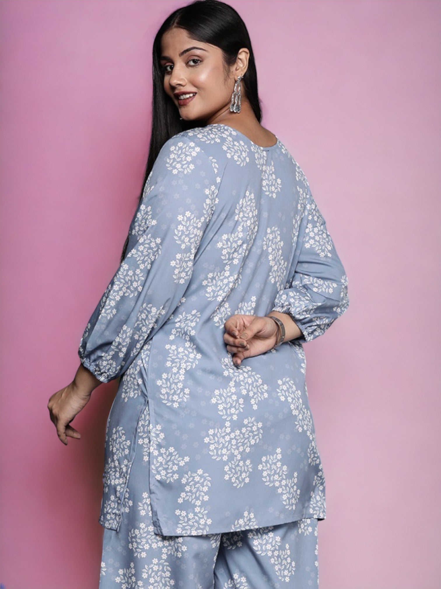 Plus Size Floral Print Zari Ethnic Tunic