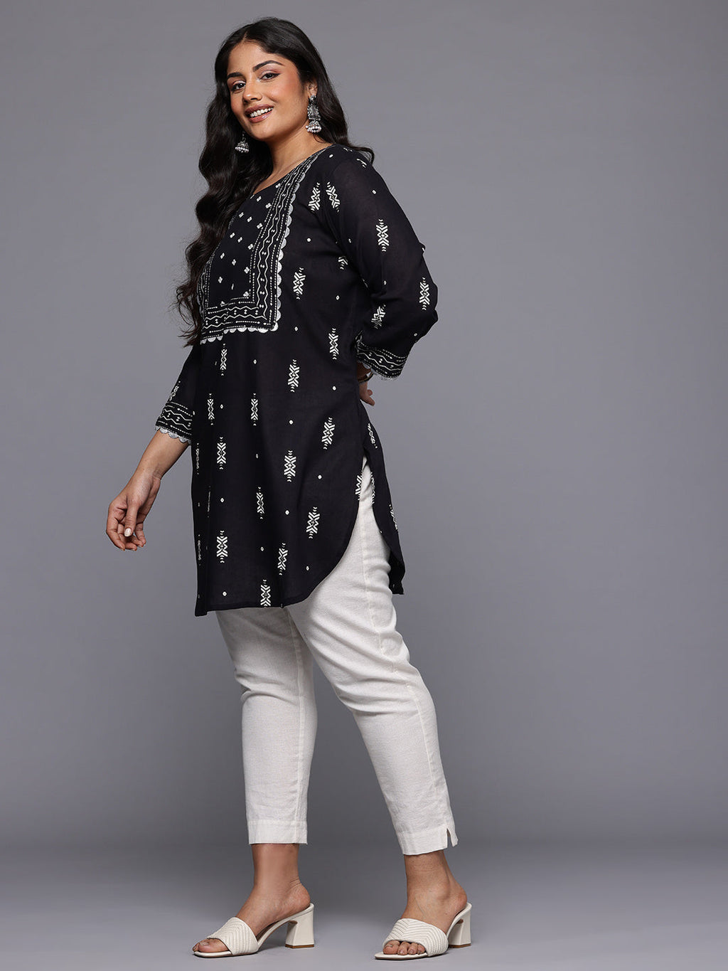 A PLUS BY AHALYAA Plus Size Geometric Printed Tunic-AH