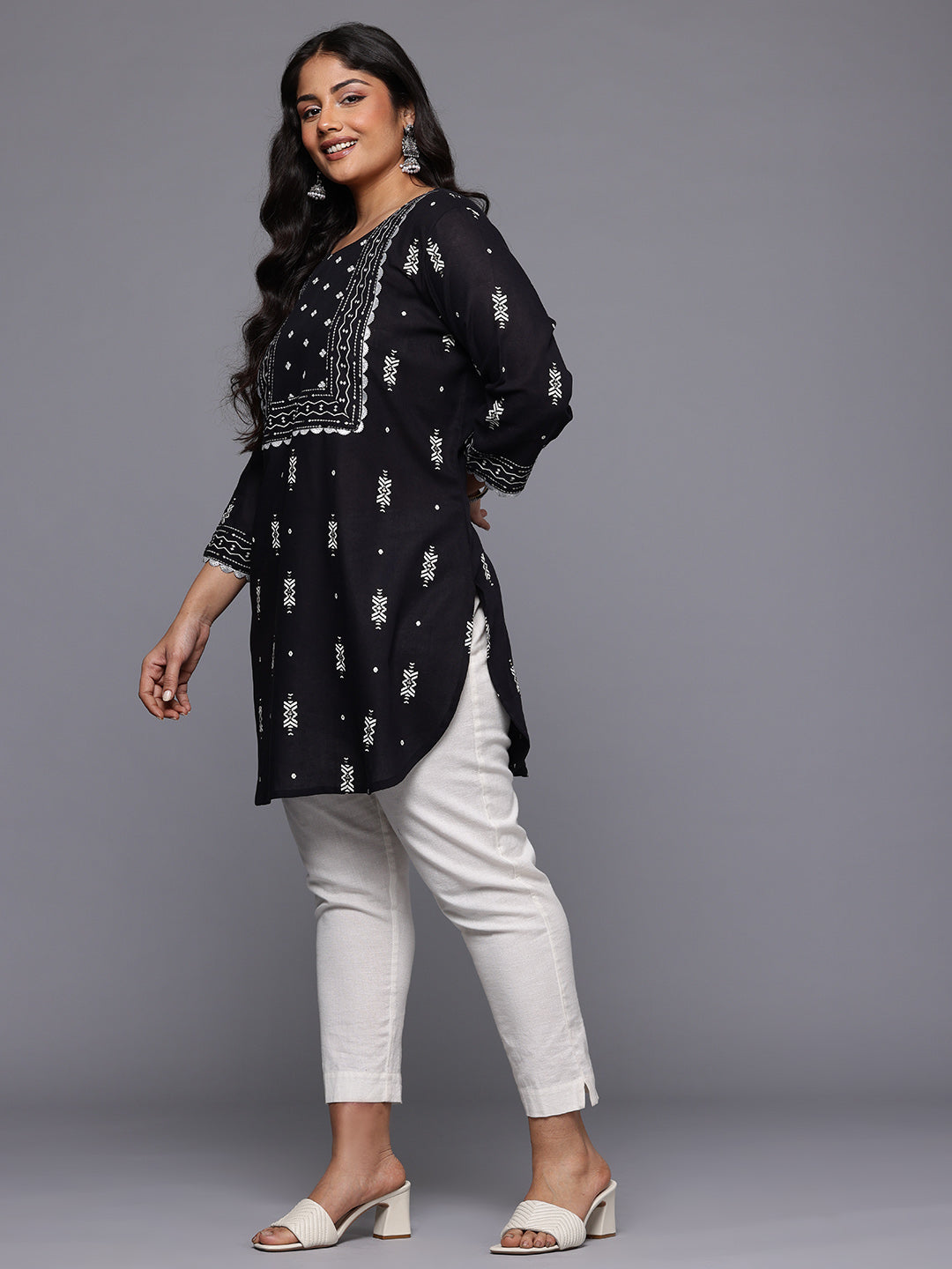 A PLUS BY AHALYAA Plus Size Geometric Printed Tunic-AH