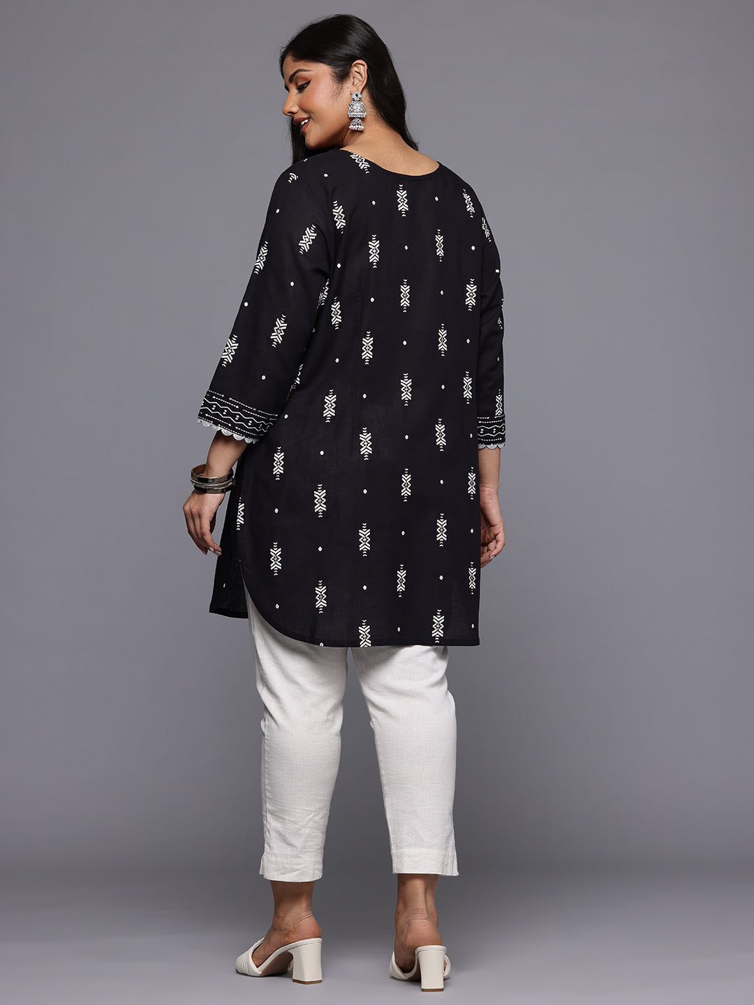 A PLUS BY AHALYAA Plus Size Geometric Printed Tunic-AH
