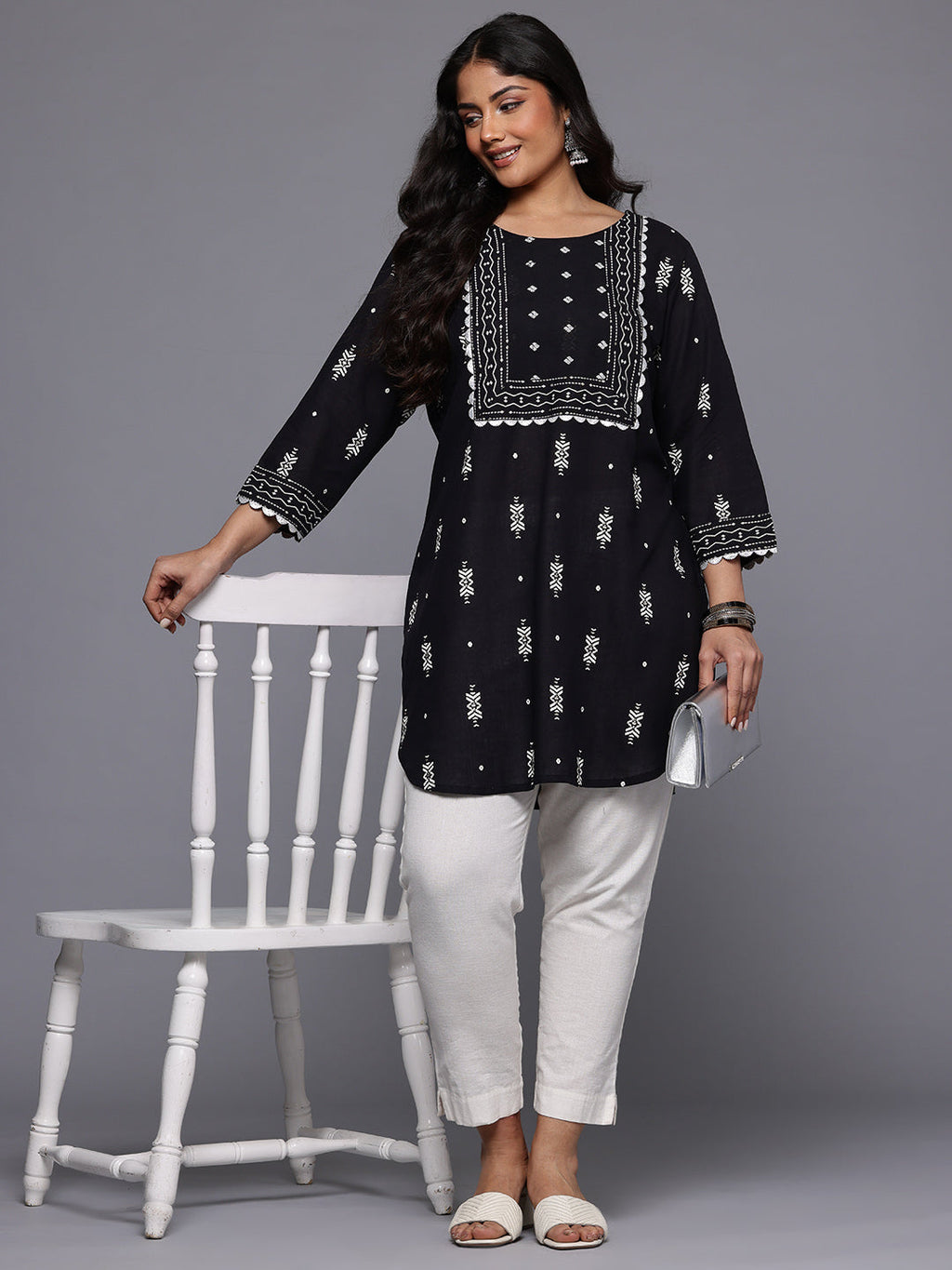 A PLUS BY AHALYAA Plus Size Geometric Printed Tunic-AH