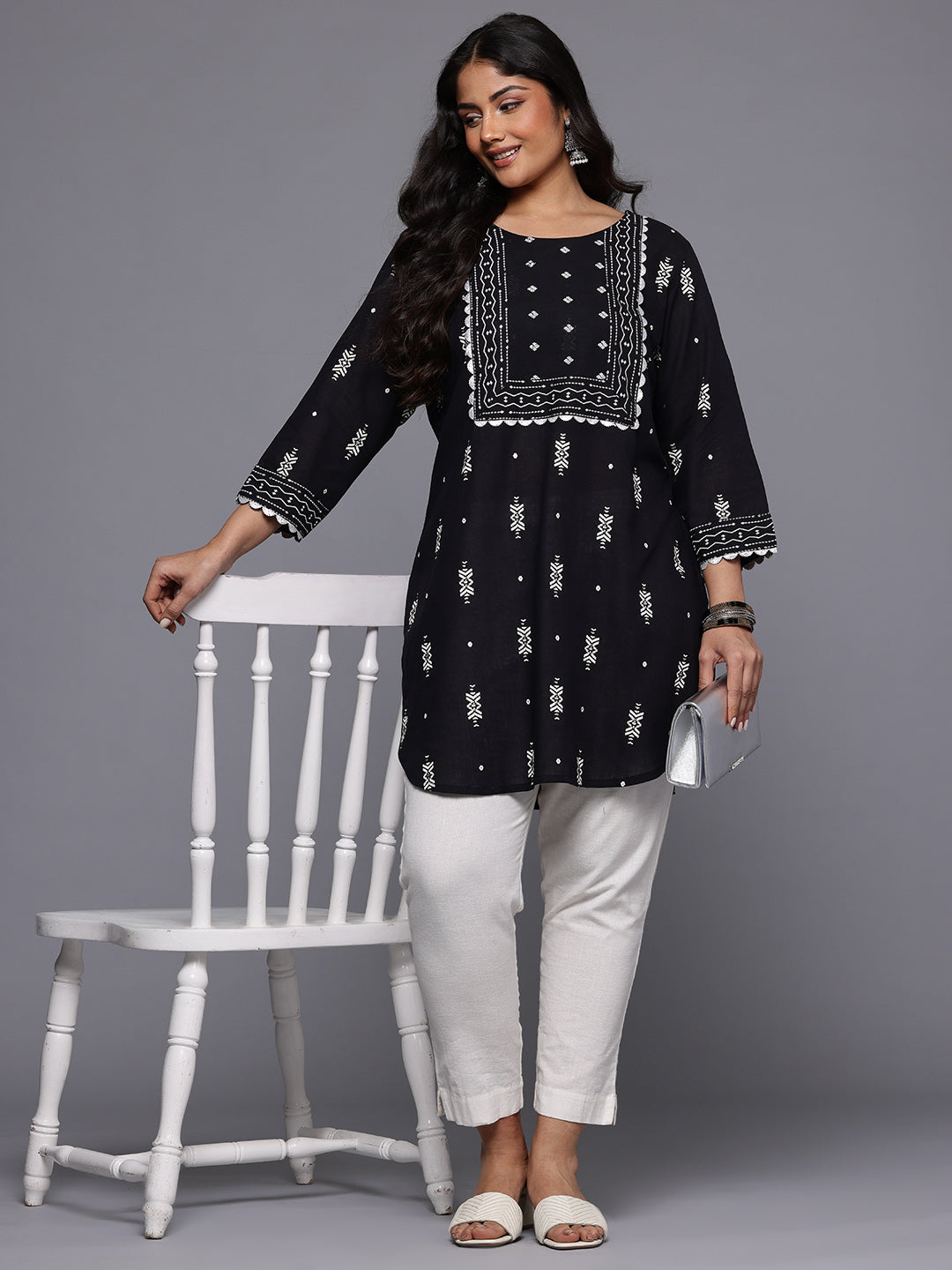 A PLUS BY AHALYAA Plus Size Geometric Printed Tunic-AH