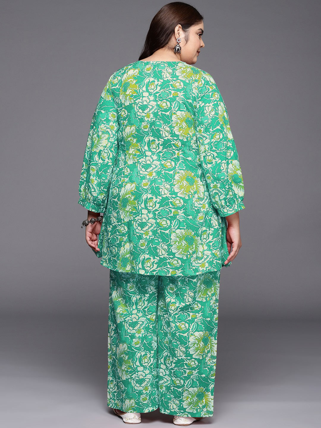Plus Size Printed Pure Cotton Tunic & Palazzo-AH