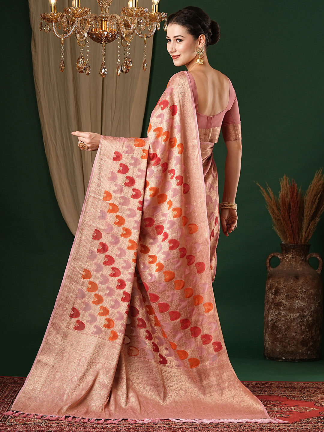 Georgette Mauve Woven Design Designer Saree With Blouse