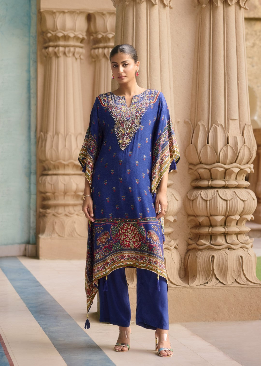 Aster Hibis Premium Full Work Kaftan Pant Set