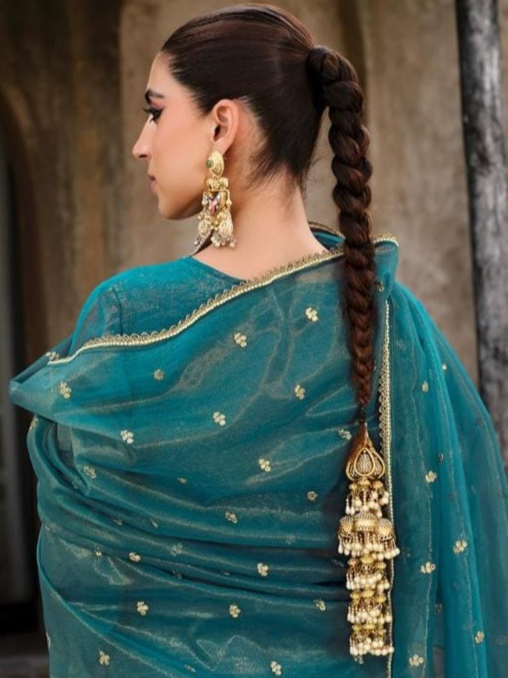 Gambhir Teal Full work suit set