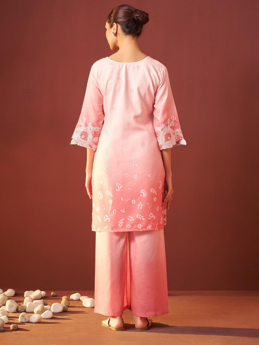 Irasalmon embroidery co-ord set-AL