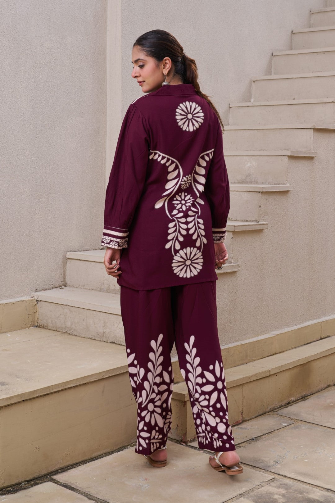 Kabool Cocoa printed Co-ord set-AL