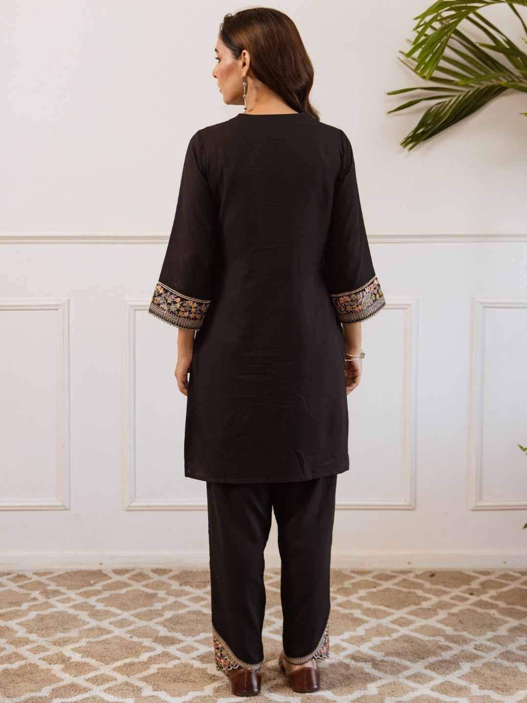 Kabool Ebony embroidery cotton co-ord set-AL