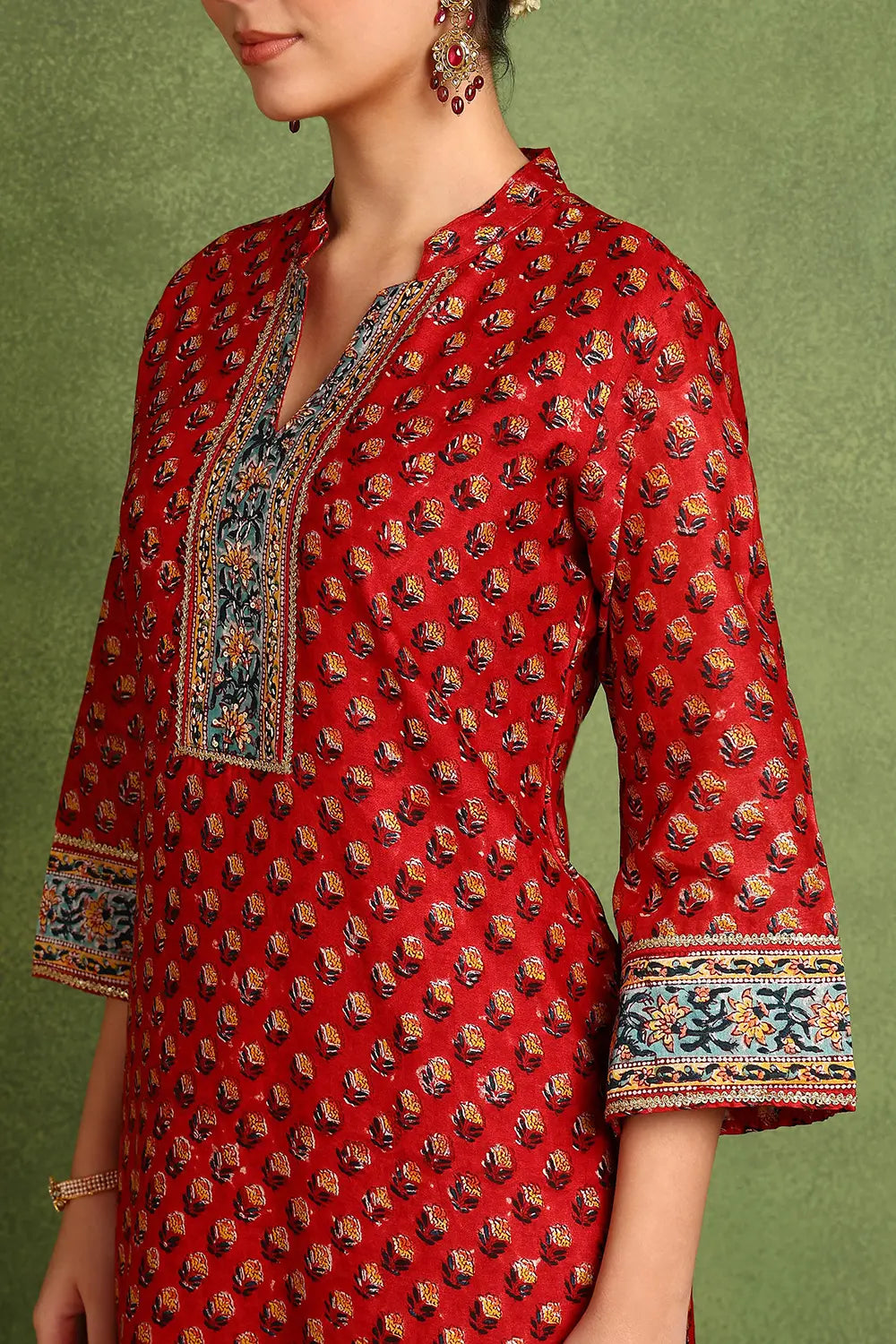 Red Chanderi Silk Kurta