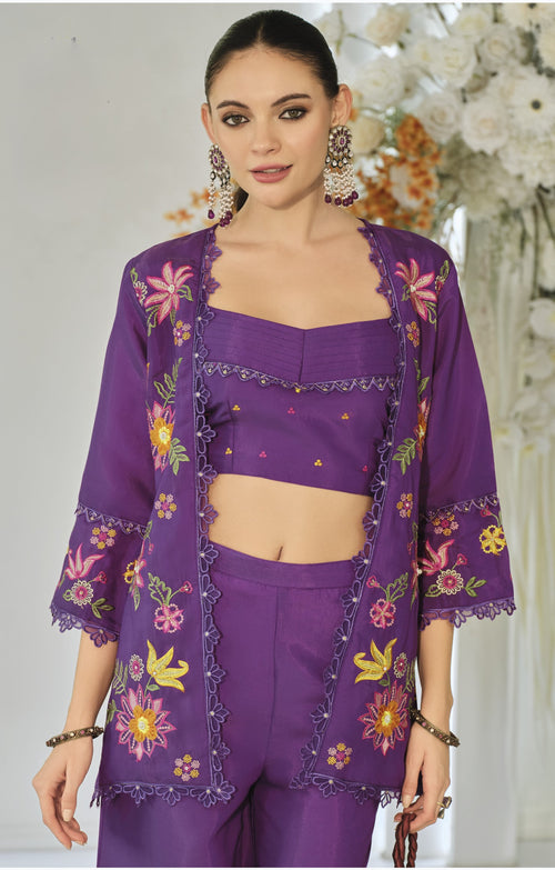 Aditri orchid full work fusion wear co-ord set- AL