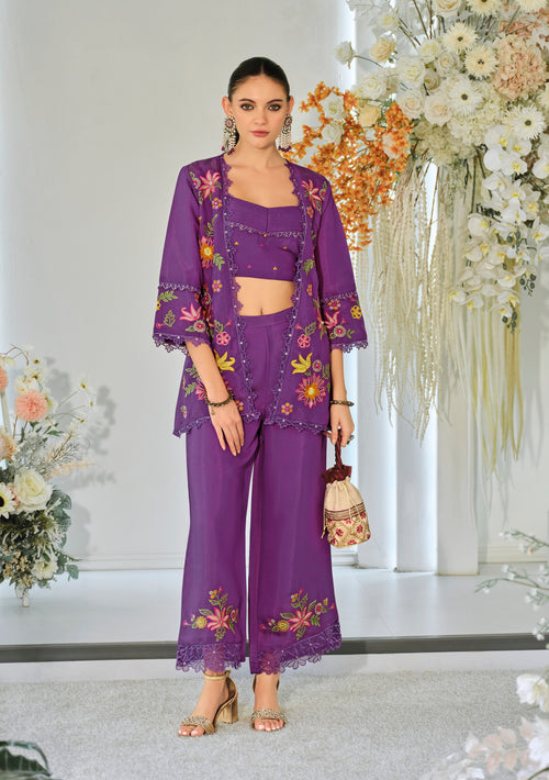 Aditri orchid full work fusion wear co-ord set- AL