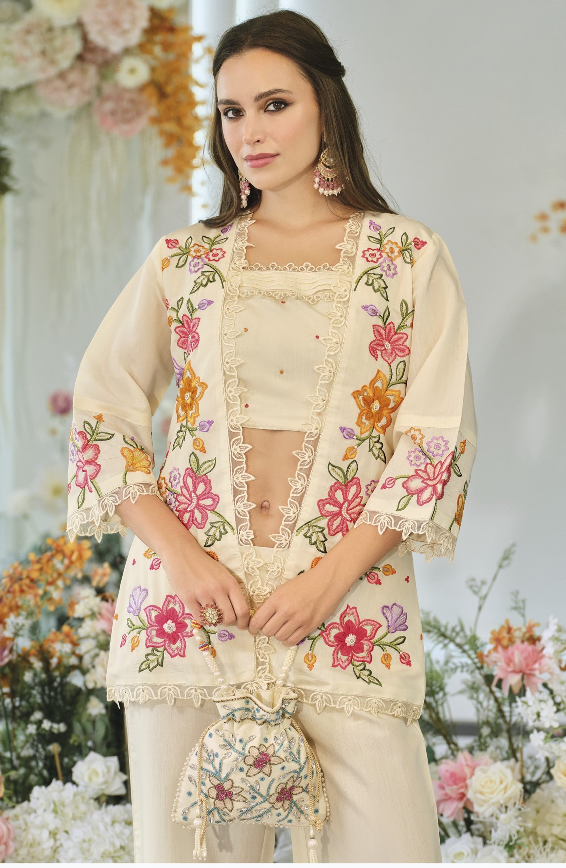 Aditri angel full work fusion wear co-ord set- AL