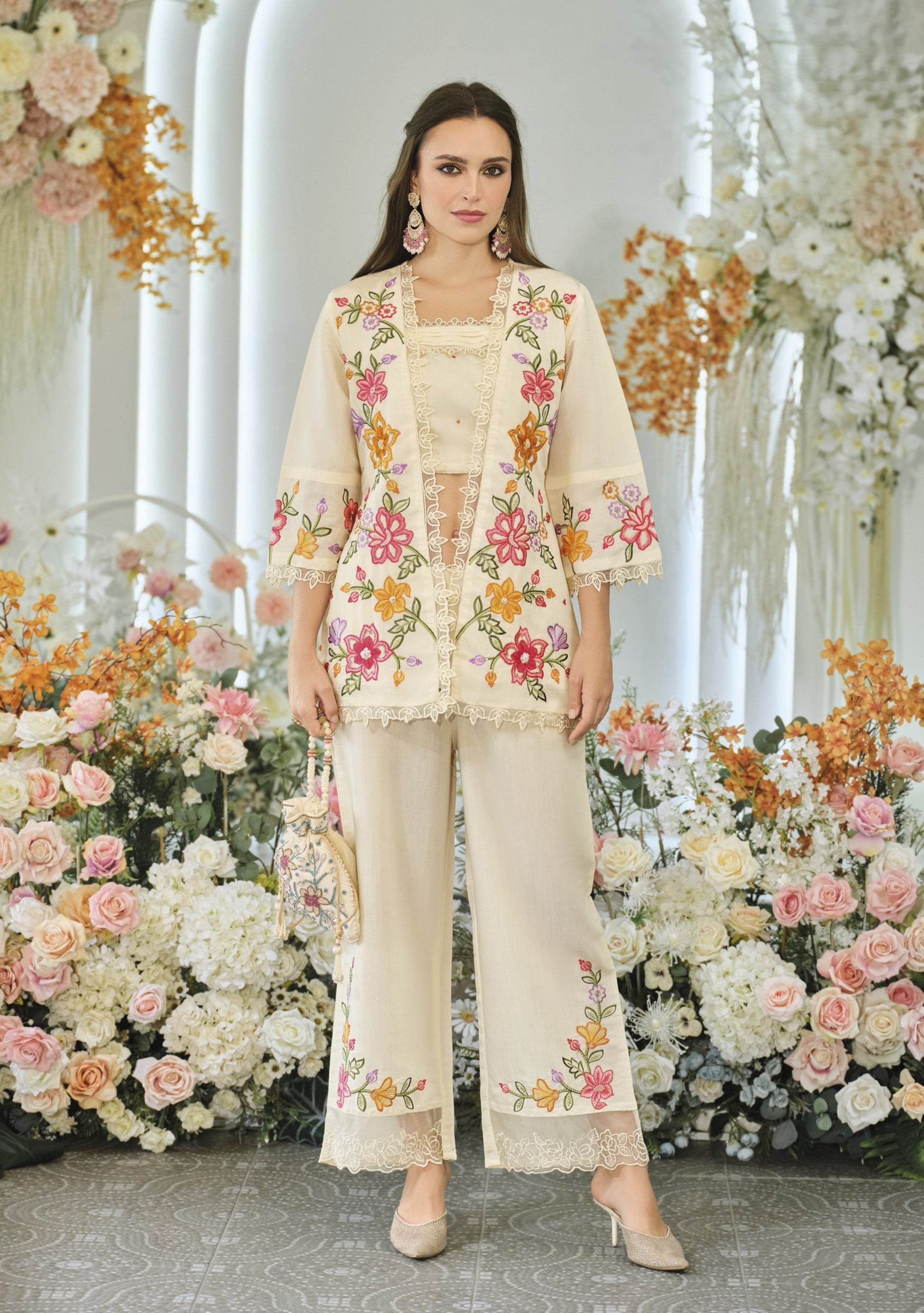 Aditri angel full work fusion wear co-ord set- AL