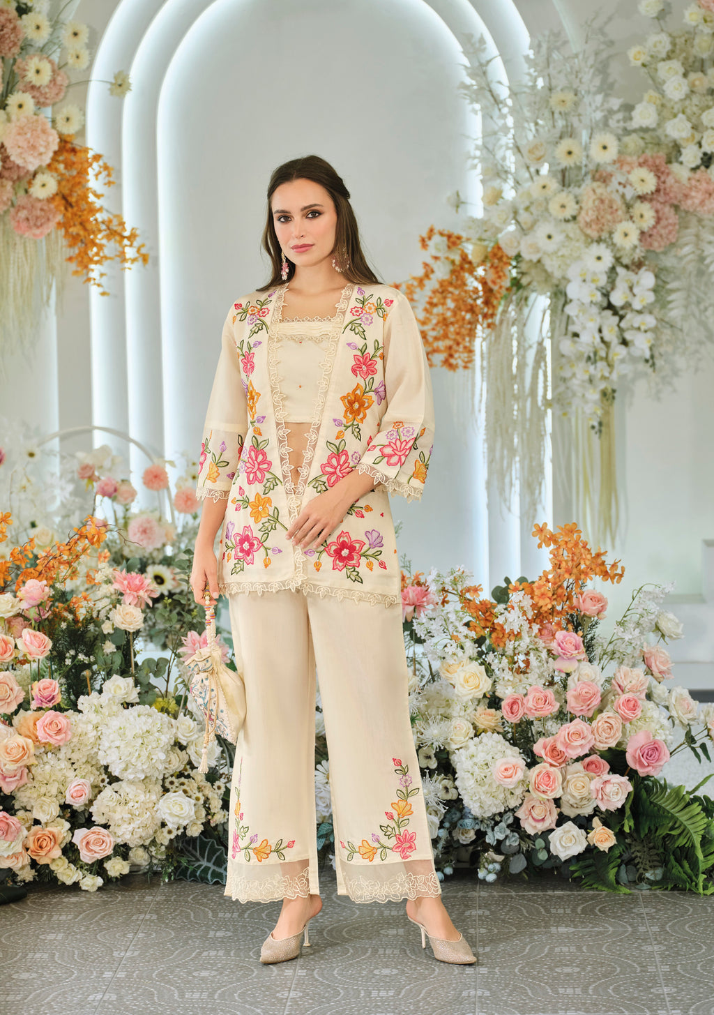 Aditri angel full work fusion wear co-ord set- AL